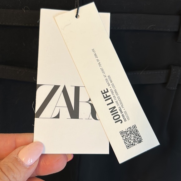 Zara Black Ponte Double Belted Ankle Slit Pants - Picture 8 of 10